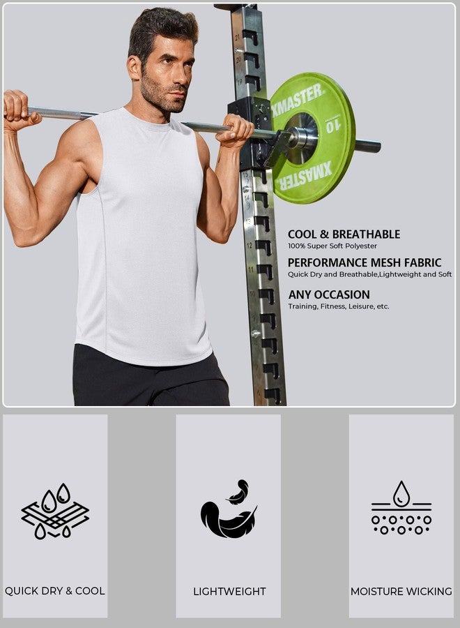 COOFANDY Men's Gym Tank Tops Workout Quick Dry Sleeveless Swim Shirts Beach Top 2 Pack Black/White - Image 2